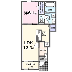ベニバラード・岩畠 1LDKの間取図画像