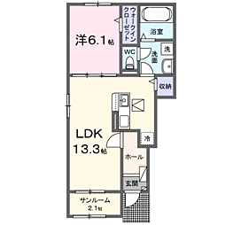 ベニバラード・岩畠 1LDKの間取図画像