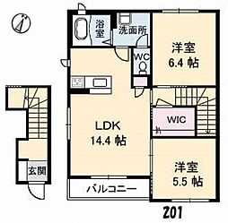 シャーメゾンのぞみB 2LDKの間取図画像