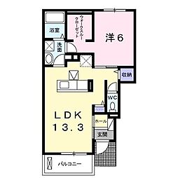 フローラ2 1LDKの間取図画像