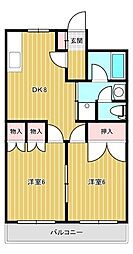 旭ビル 2DKの間取図画像