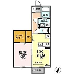 メリア 1LDKの間取図画像