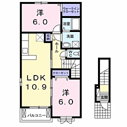 ベルカーサ2 2LDKの間取図画像