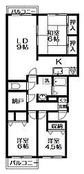 レジデンス森田 3LDKの間取図画像