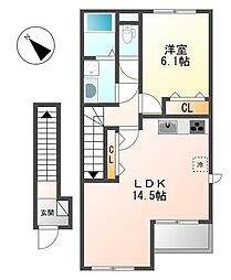 ルシェリア 1LDKの間取図画像