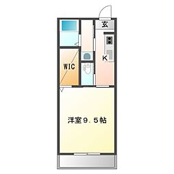 フォレストヴィラ2 1Kの間取図画像