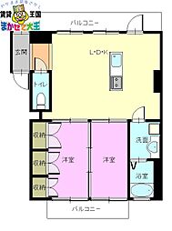 小鳥の杜2 2LDKの間取図画像