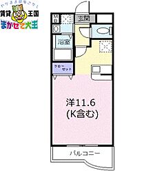 カーザディリポーゾ ワンルームの間取図画像