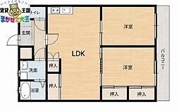 丸二ハイツ 2LDKの間取図画像