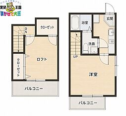 Fairfax1 1Kの間取図画像