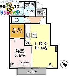 コーポルポ 1LDKの間取図画像