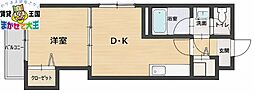 クラリス魚の町 1DKの間取図画像