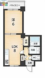 グランアズール浦上 1LDKの間取図画像