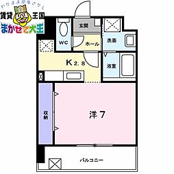 アイヒルズスミヨシ 1Kの間取図画像