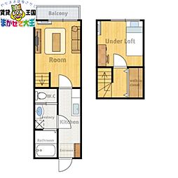グレース桜馬場 1Kの間取図画像