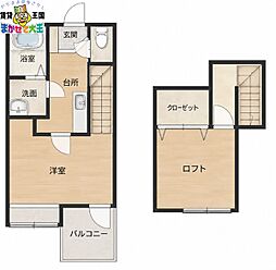 ル・プティボヌールドゥジェム 1Kの間取図画像