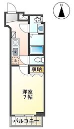 VILLA SOLE 4階1Kの間取り