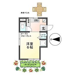 恵明荘 ワンルームの間取図画像