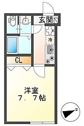 キャメル元横山 1Kの間取図画像