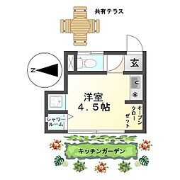 恵明荘 ワンルームの間取図画像