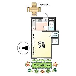 恵明荘 ワンルームの間取図画像