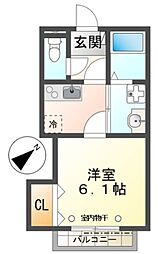 アンブル丹木町 1Kの間取図画像