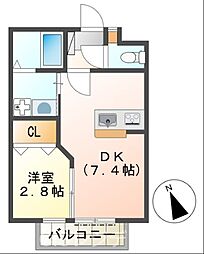 ISグランデ丹木町1 1DKの間取図画像