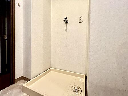 洗面所には洗濯置き場が備え付けられています