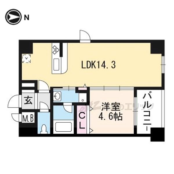 京都府京都市下京区五条通堀川東入る中金仏町(賃貸マンション1LDK・3階・43.24㎡)の写真 その2