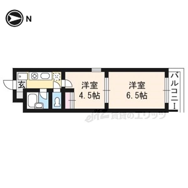 エレガンス東寺 407｜京都府京都市南区西九条豊田町(賃貸マンション2K・4階・25.00㎡)の写真 その2