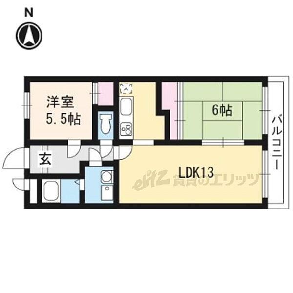 京都府京都市南区吉祥院西ノ庄淵ノ西町(賃貸マンション2LDK・3階・54.96㎡)の写真 その2