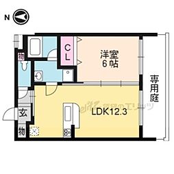 クオリア花園 1階1LDKの間取り