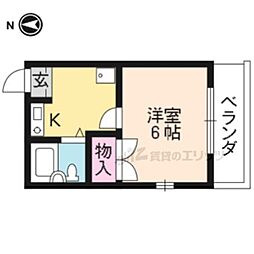 ハイツブルーム 2階1Kの間取り