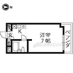 京都地下鉄東西線 西大路御池駅 徒歩5分の賃貸マンション 4階ワンルームの間取り