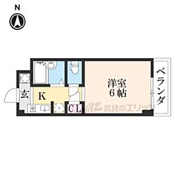 JR山陰本線 花園駅 徒歩4分の賃貸マンション 2階1Kの間取り