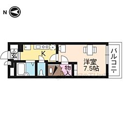JR山陰本線 円町駅 徒歩1分の賃貸マンション 3階1Kの間取り