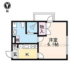 阪急京都本線 西院駅 徒歩8分の賃貸マンション 3階1Kの間取り