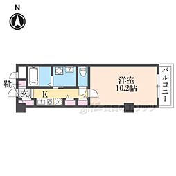 京都市営烏丸線 十条駅 徒歩5分の賃貸マンション 5階ワンルームの間取り