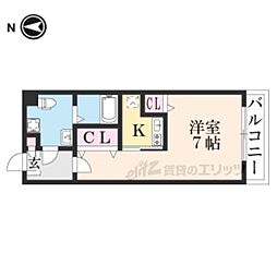 THE GARNET SUITE RESIDENCE 御所西 3階1Kの間取り
