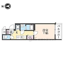 アドバンス京都烏丸町 1Kの間取図画像