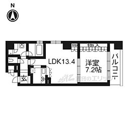 リーガル京都烏丸御池 1LDKの間取図画像