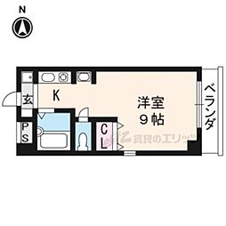 カーメル北野 1Kの間取図画像