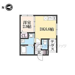 ハーモニーテラス太秦安井車道町 1DKの間取図画像