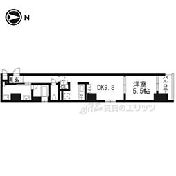リーガル京都烏丸東 1DKの間取図画像