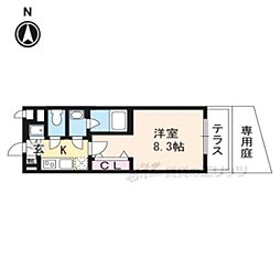 ベラジオ京都東山2 1Kの間取図画像