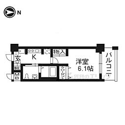 エステムプラザ京都御所ノ内レギア 1Kの間取図画像