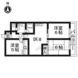 ルミエール西京極 3DKの間取図画像