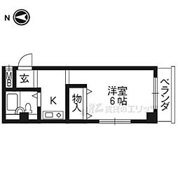 RAY西京極 1Kの間取図画像