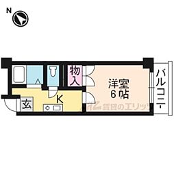 UKハイム北山 1Kの間取図画像