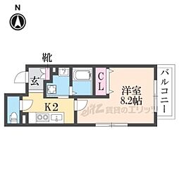 コテージタケダ 1Kの間取図画像